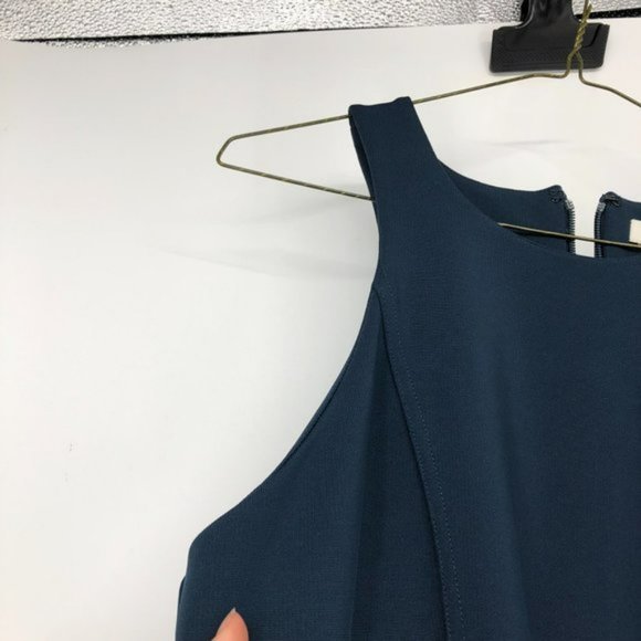 Jonathan Simkhai Navy Blue racerback structured Flared pleated midi dress - Picture 7 of 7